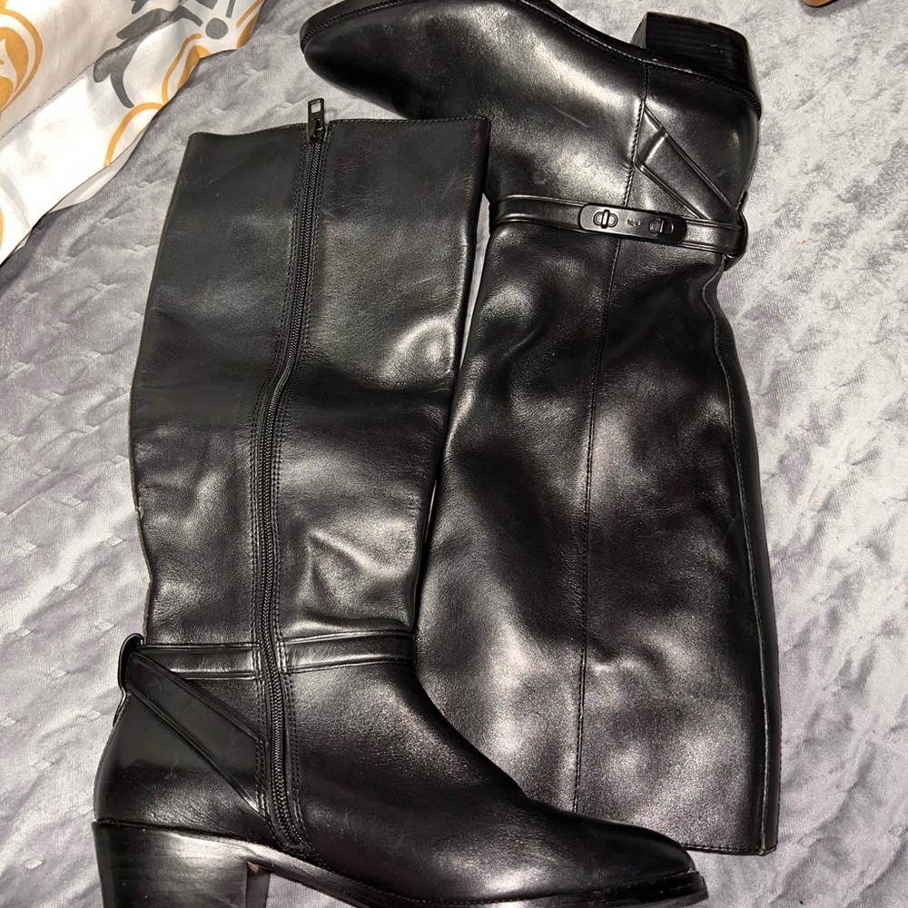 Coach Black Over the Knee Leather Boots